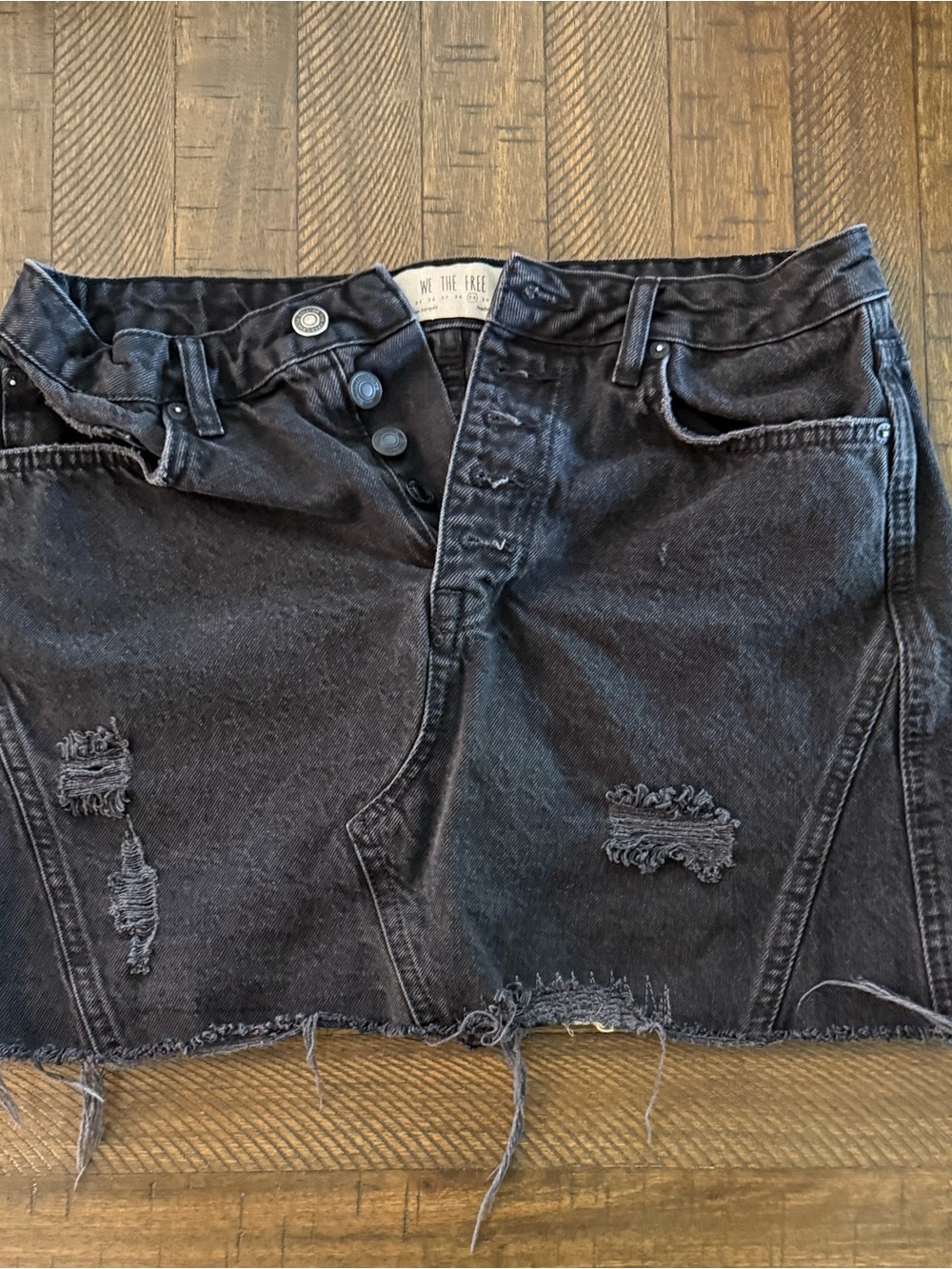 We The Free Black Distressed Mini Skirt [29]